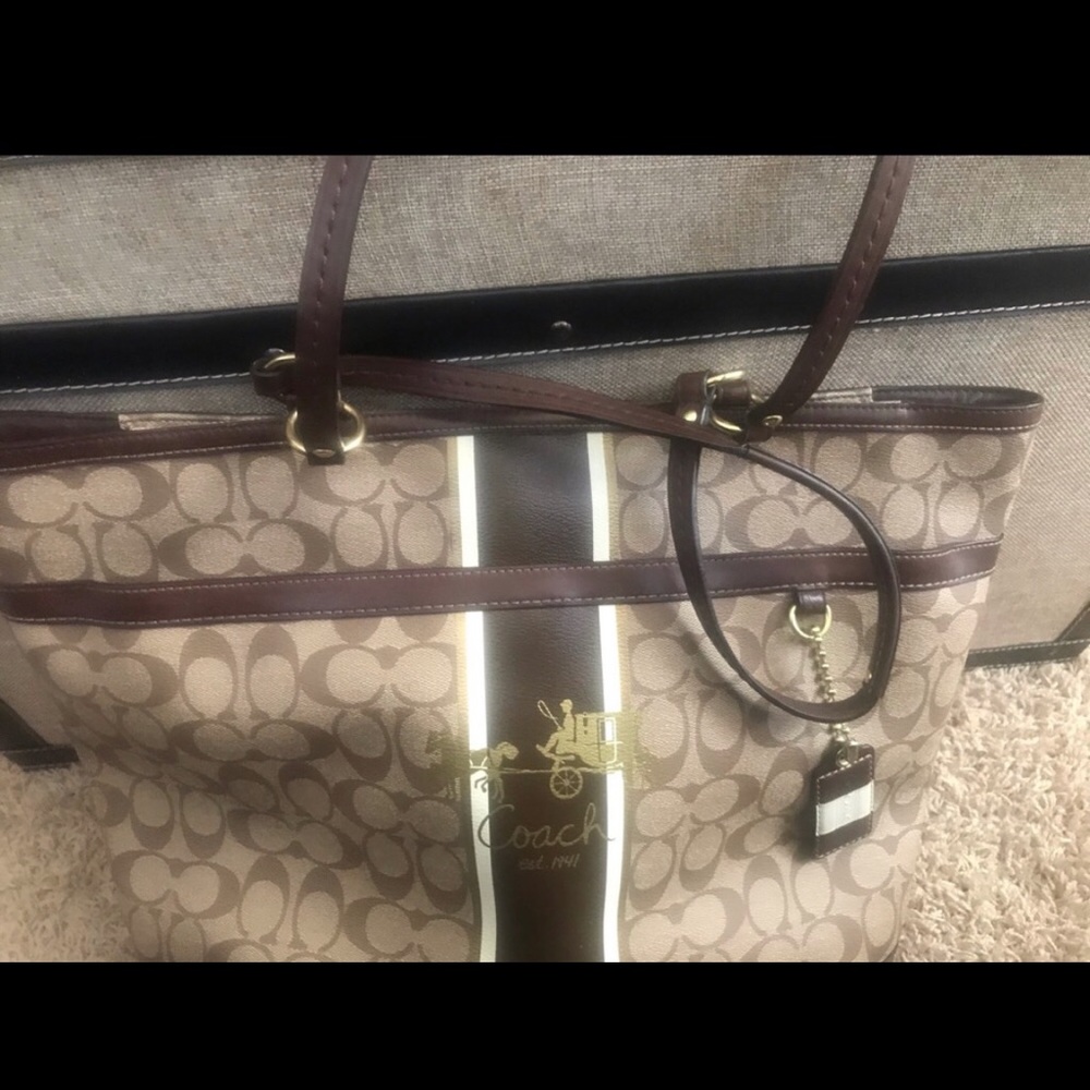 An authentic Coach tote handbag.